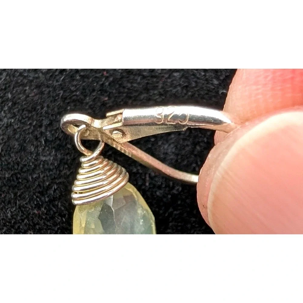 Sterling Silver 925 Yellow Gemstone Briolette Leverback Drop Earrings